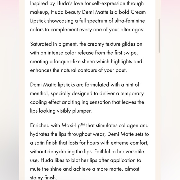 ๐ HUDA BEAUTY Demi Matte Lipstick in BAWSE - Picture 8 of 8